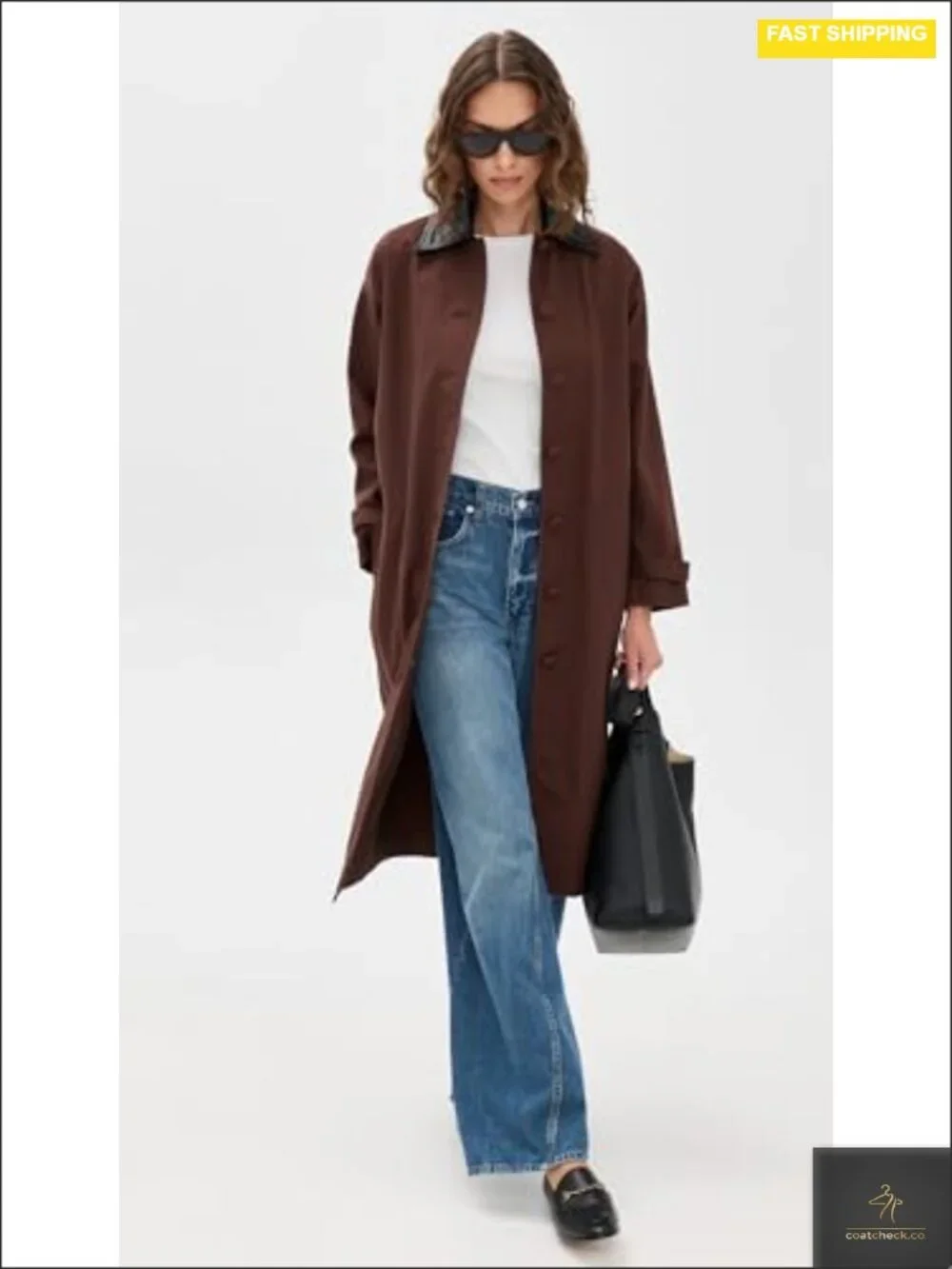 Oversized Utility Barn Jacket Faux Leather Trim Long Sleeve Cotton Canvas